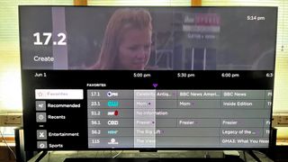 Roku Live TV Favorites sub-menu with antenna and streaming channels