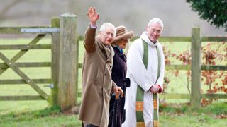 ing Charles III and Queen Camilla, accompanied by The Reverend Canon Dr Paul Williams, attend the Sunday service at the Church of St Mary Magdalene on the Sandringham estate on February 4, 2024