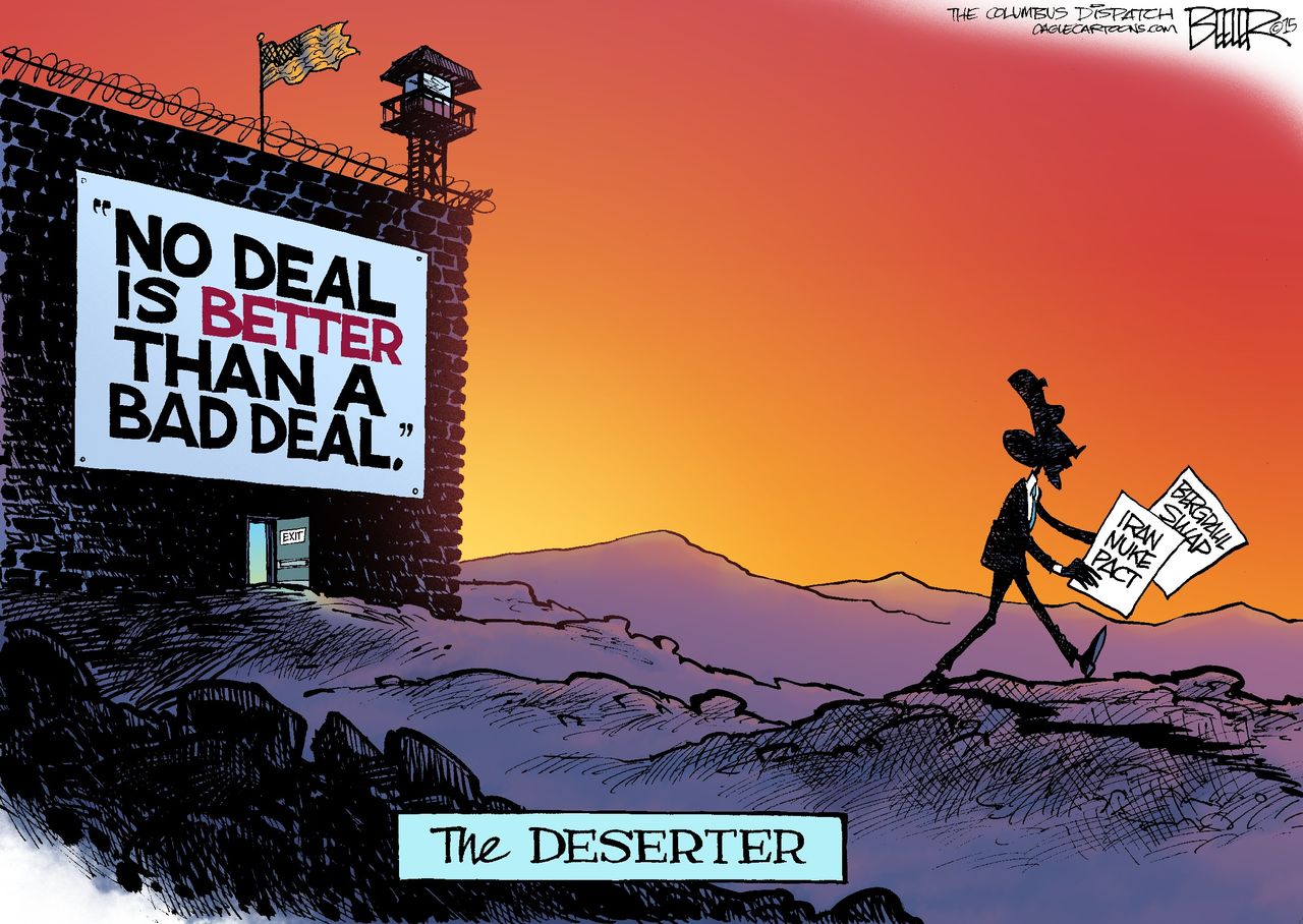 Obama cartoon U.S. Iran nuclear deal