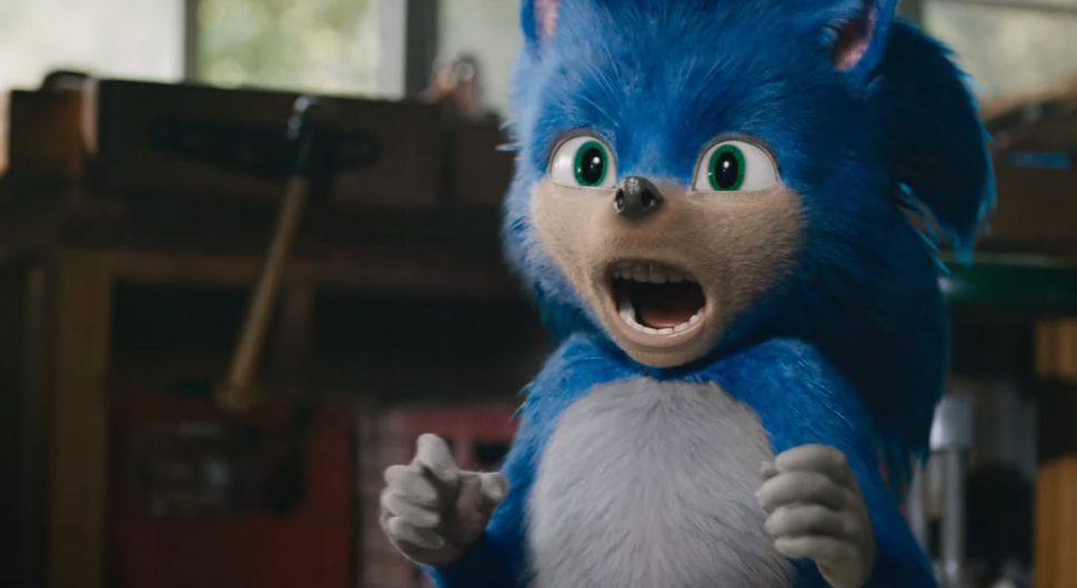 beautiful sonic, original sonic, with tiny teeth and beady eyes