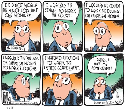 Political Cartoon U.S. Mitch McConnell Senate nuclear option Supreme Court nominee