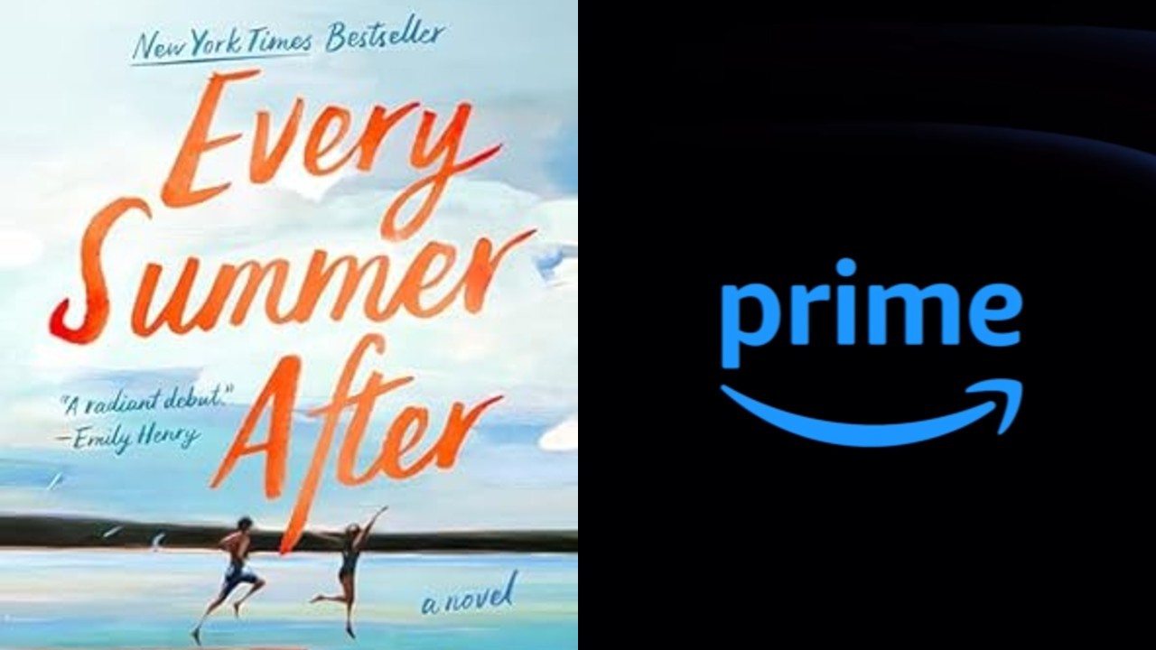 From left to right: the book cover for Every Summer After and Prime Video&#039;s logo.