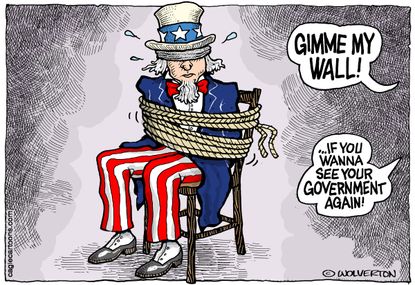 Political cartoon U.S. Trump Uncle Sam government shutdown