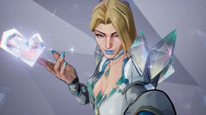 Emma Frost prepares to chokeslam the viewer