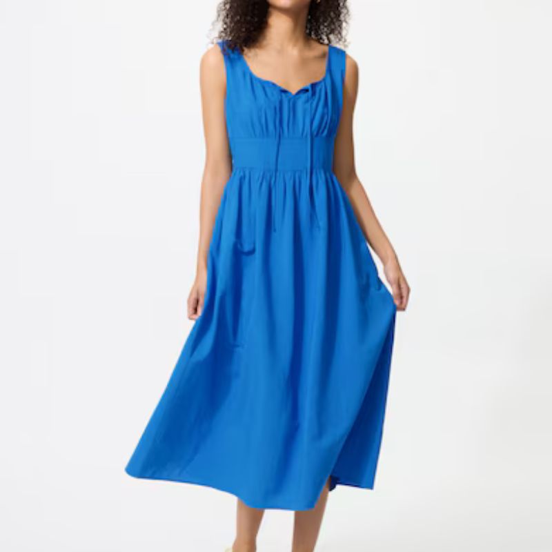 Uniqlo, Linen Blend Shirring Dress