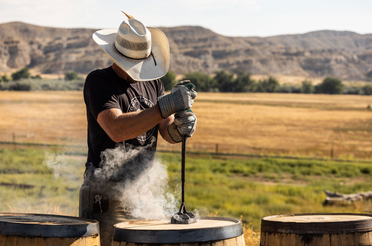 Branding the barrels at Wyoming Whiskey