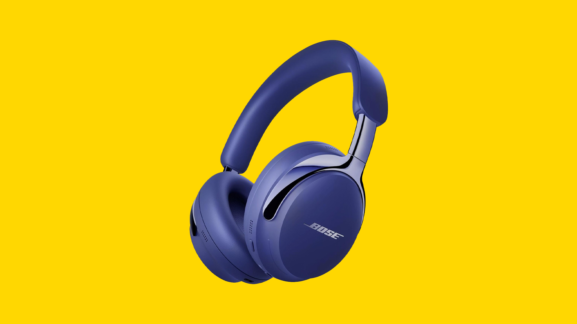 The second generation Bose QC Ultras on a yellow background. 