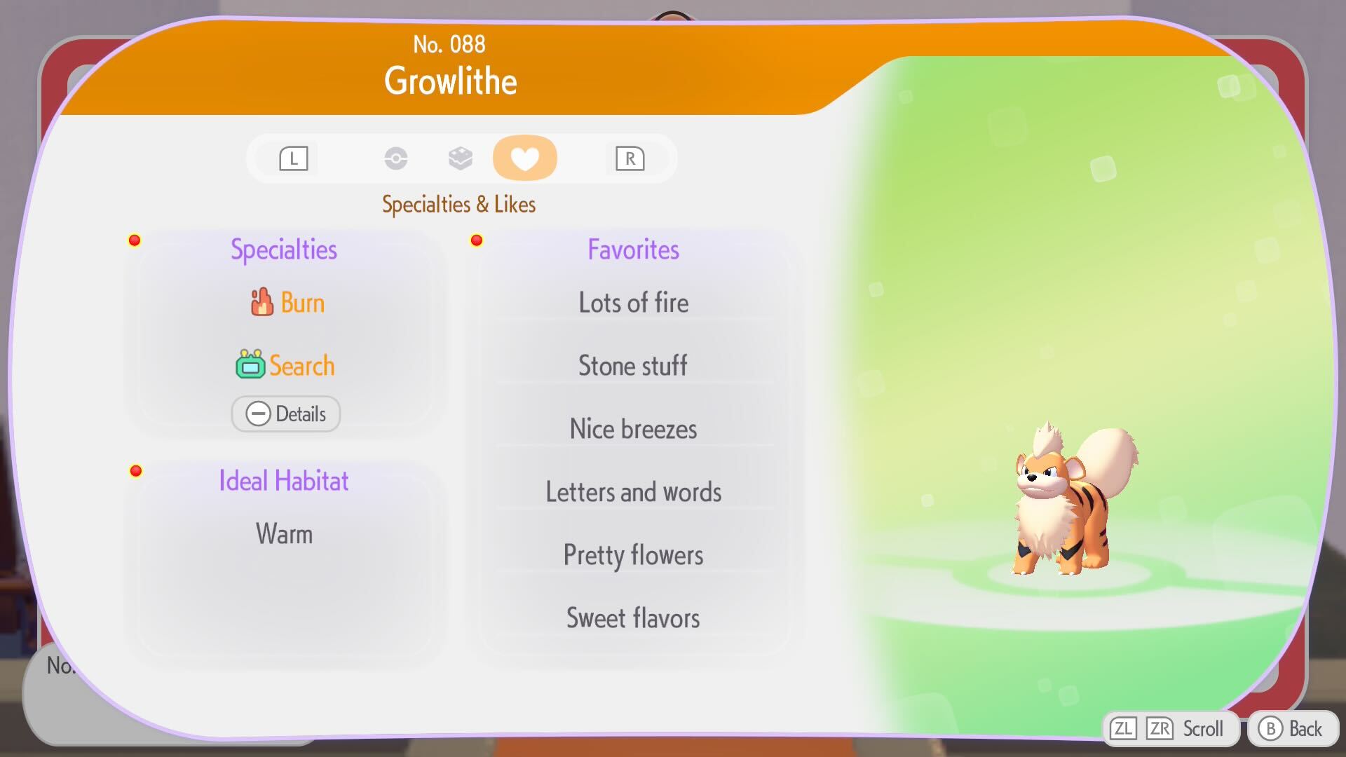 Growlithe's preferences and abilities in Pokemon Pokopia