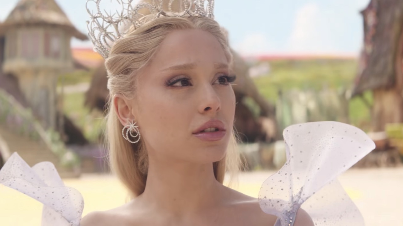 Glinda being surprised by Elphaba in Munchkinland during Wicked: For Good.