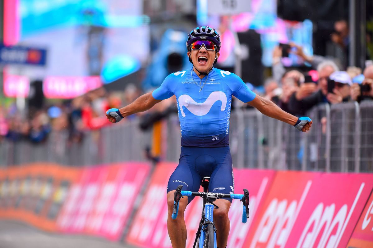 Richard Carapaz (Movistar) wins stage 14 of the Giro d'Italia
