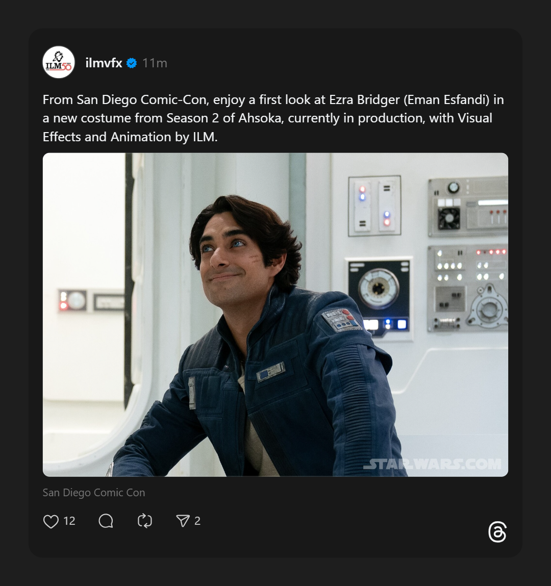 Eman Esfandi as Ezra Bridger in "Ahsoka" season 2