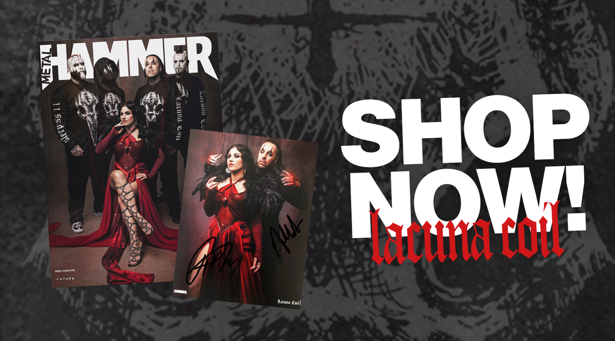 Metal Hammer issue 397 with Lacuna Coil on the cover and a signed art card