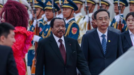 Cameroonian President Paul Biya arrives at Beijing Capital International Airport ahead of the Forum on China-Africa Cooperation (FOCAC) on September 3, 2024 in Beijing, China