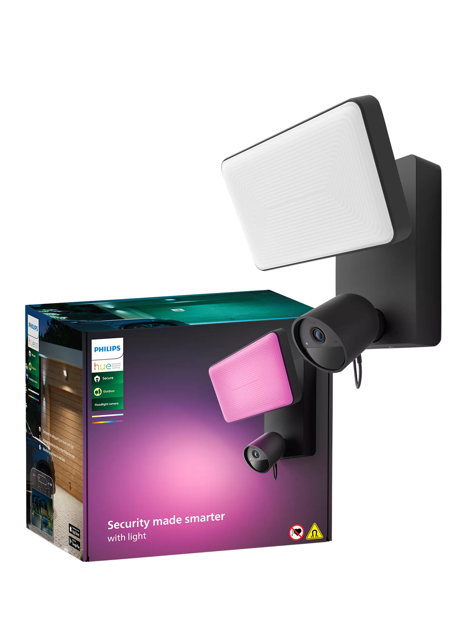 Philips Hue Floodlight Smart Security Camera With Siren Alarm, White