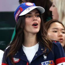 Kendall Jenner (L) looks on during the Artistic Gymnastics Women's All-Around Final on day six of the Olympic Games Paris 2024 at Bercy Arena on August 01, 2024 in Paris, France. (Photo by Pascal Le Segretain/Getty Images)
