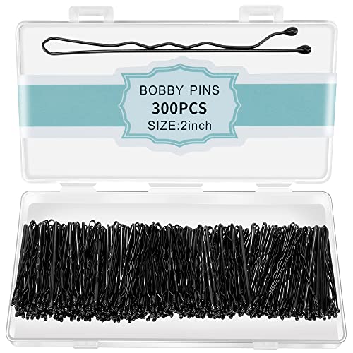 300 Pcs Bobby Pins Black, Hair Pins for Women Girls and Kids, Invisible Wave Hair Clips Bulk With Storage Box, Pain-Free Hairpins&amp;#65288;2 Inch Black&amp;#65289;