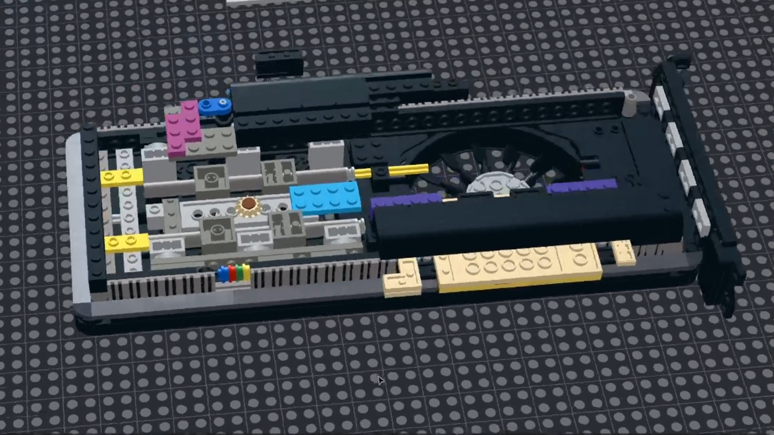 Zach Hill's Lego Intel Arc A750 as seen on livestream.