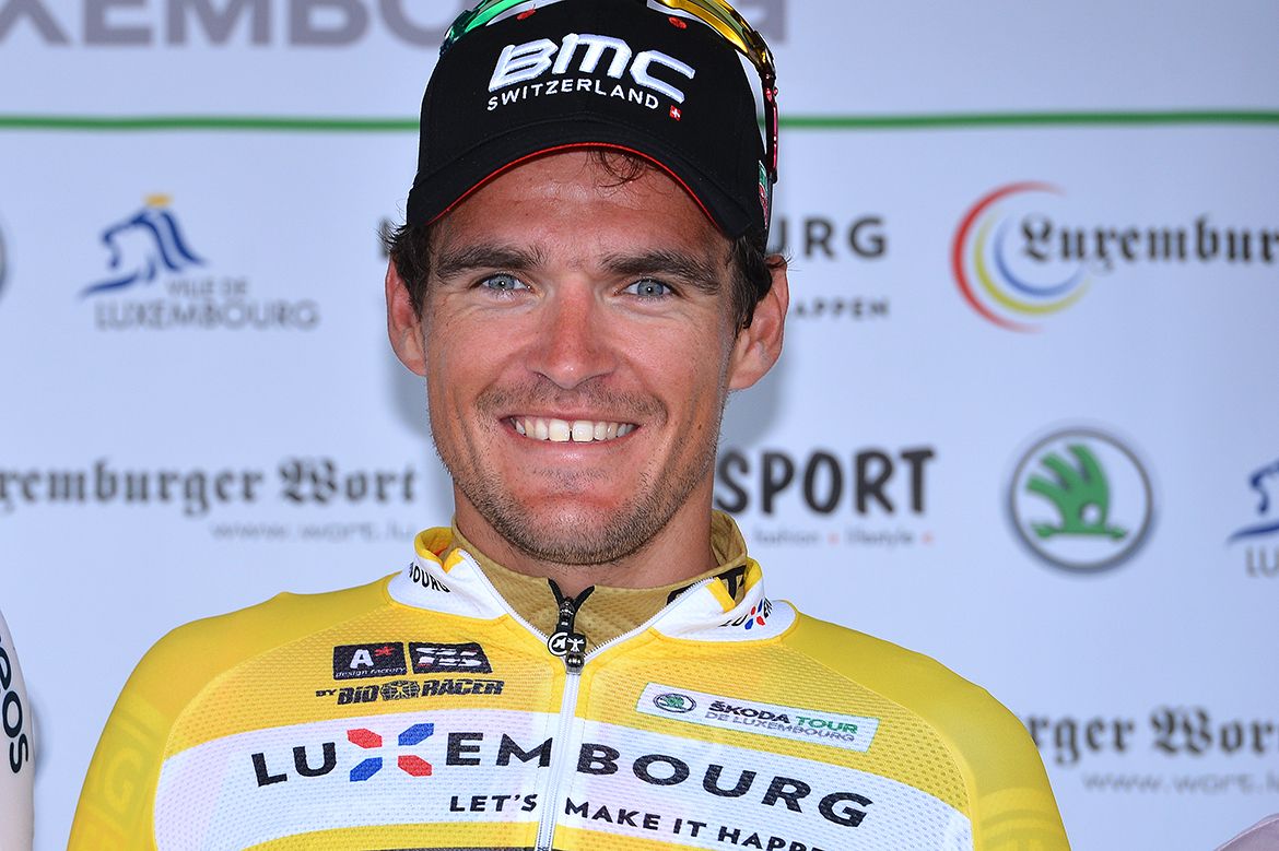 Greg Van Avermaet in yellow after stage 3 of the Tour de Luxembourg