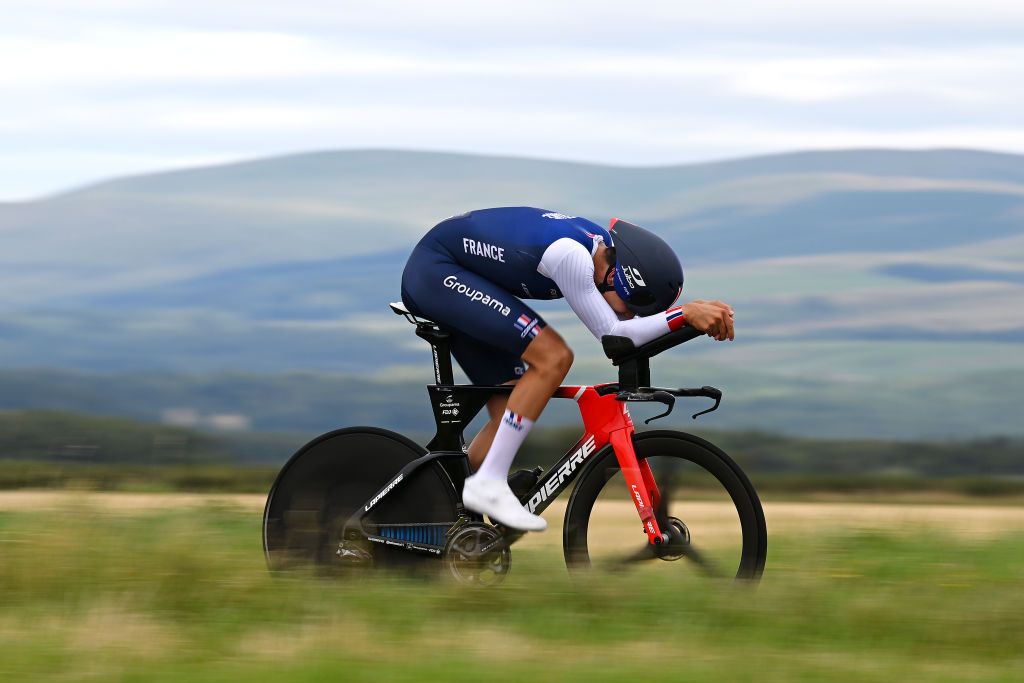 STIRLING SCOTLAND AUGUST 09 Eddy Le Huitouze of France sprints during the Men Under 23 Individual Time Trial a 362km race from Stirling to Stirling 80m at the 96th UCI Cycling World Championships Glasgow 2023 Day 7 UCIWT on August 09 2023 in Glasgow Stirling Photo by Dario BelingheriGetty Images