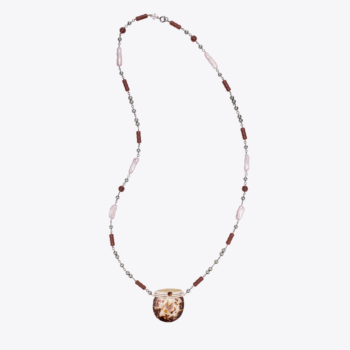 Runway Shell Necklace in Gray, Size Os