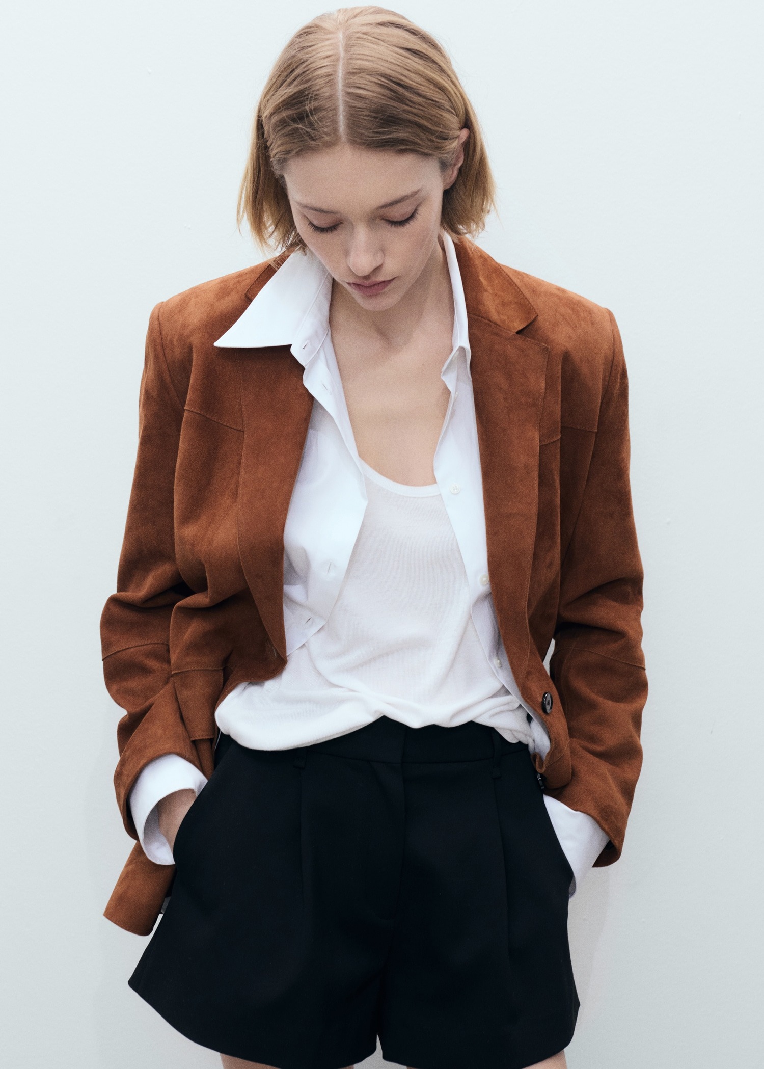 MANGO, Straight Suede Blazer