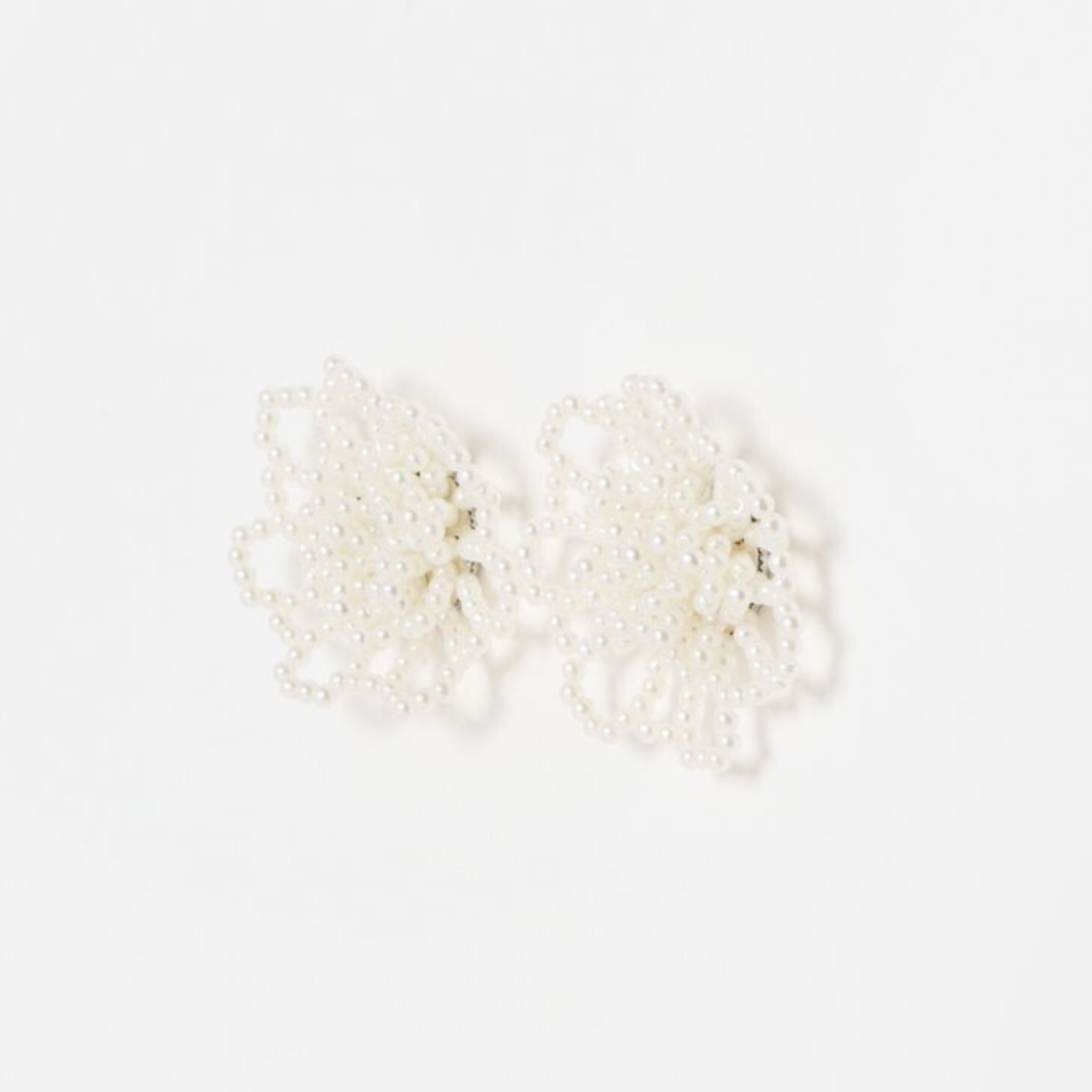 Oliver Bonas, Tate Large Statement Faux Pearl Flower Earrings
