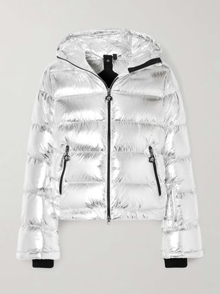 Hooded Metallic Down Ski Jacket