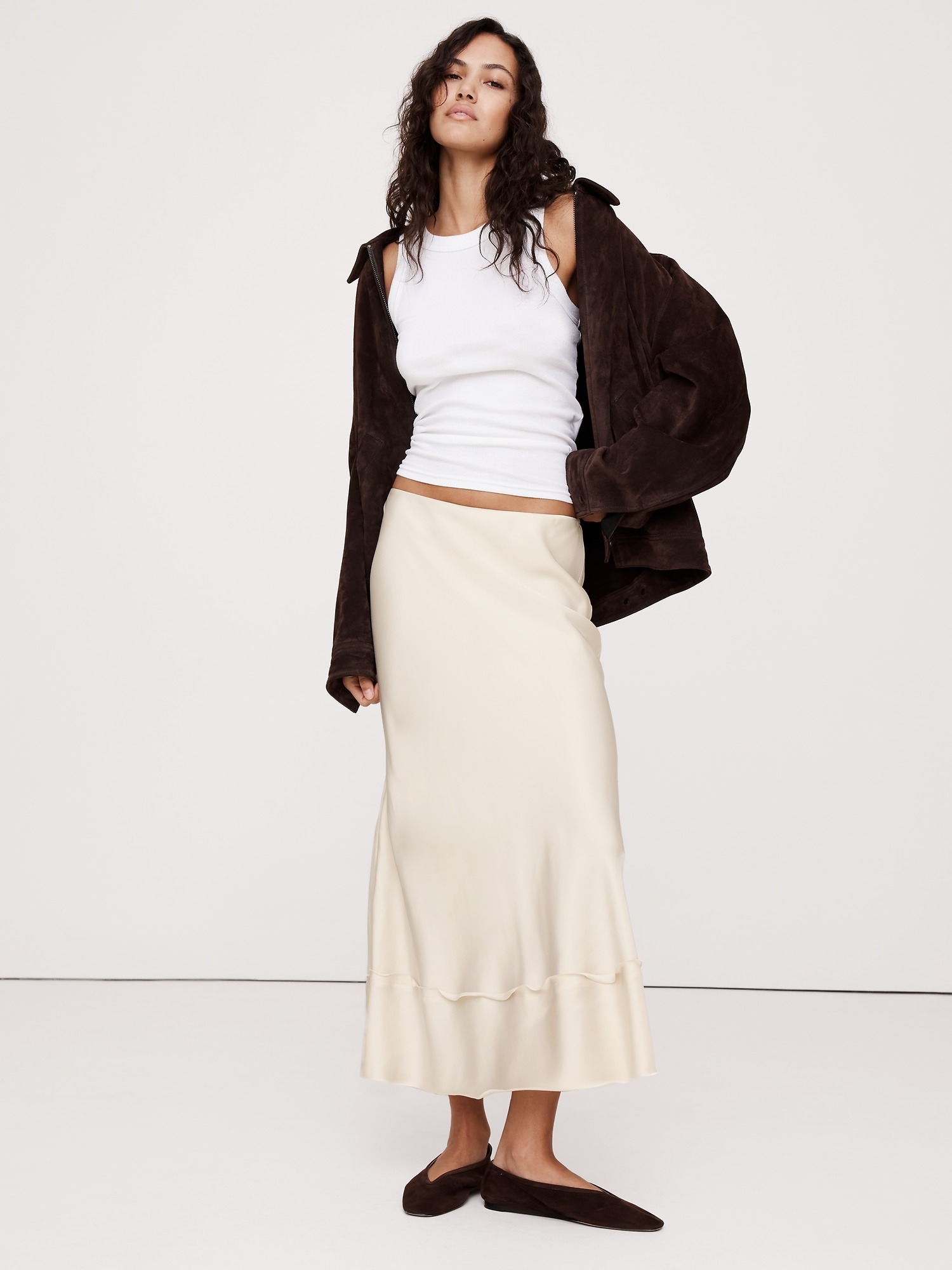 Banana Republic, Satin Long Midi Skirt