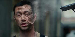 Project Power Joseph Gordon-Levitt being shot in the bulletproof face