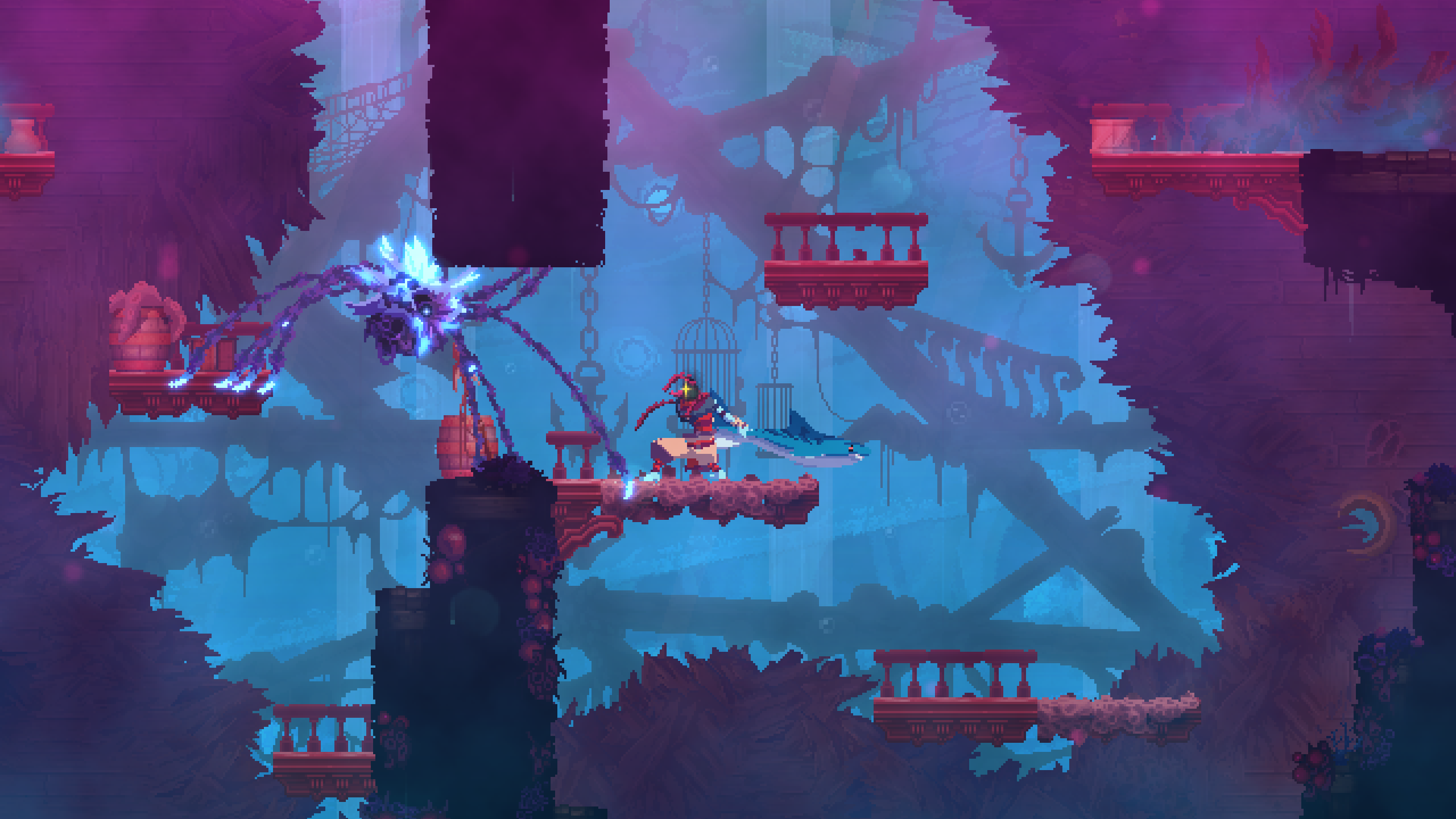 A glimpse at a new biome in Dead Cells' Queen and the Sea DLC.