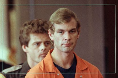 Serial killer Jeffrey Dahmer in an orange prison jumpsuit