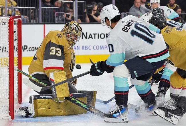 The Seattle Kraken took aim at the champion Vegas Golden Knights Oct. 10 during ESPN’s opening-night NHL doubleheader. 