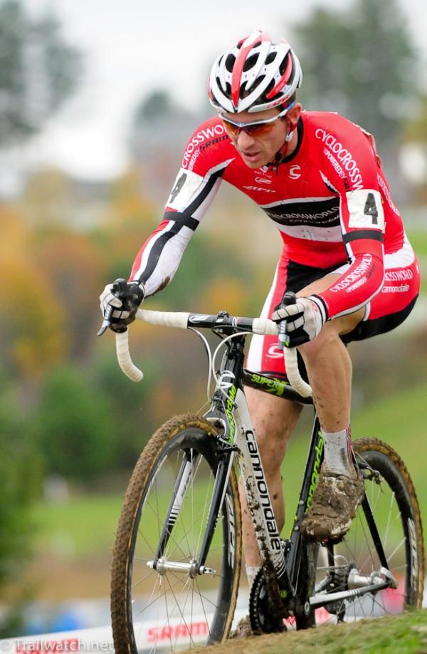 Dylan McNicholas (Cyclocrossworld.com) riding in second place