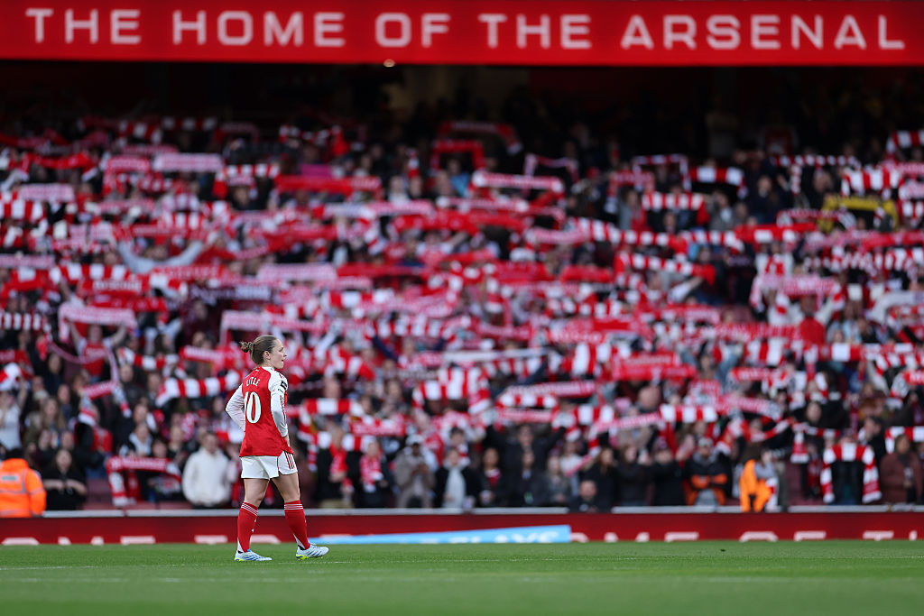 Kim Little of Arsenal looks on prior to the Barclays Women's Super League match between Arsenal and Tottenham Hotspur at Emirates Stadium on March 28, 2026 in London, England.