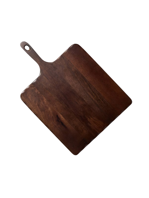 Carved Edge Square Wood Board Dark Brown
