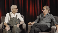 A screengrab of a Ted Talk between David Lee Roth (left( and Alex Van Halen