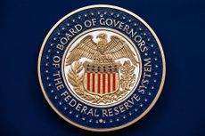 The seal of the Federal Reserve is pictured before Fed Chairman Kevin Warsh conducted a news conference after a meeting of the Federal Open Market Committee on Wednesday, June 17, 2026.