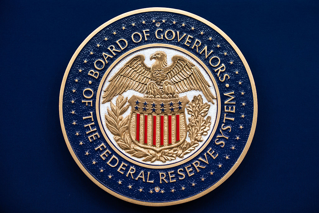 The seal of the Federal Reserve is pictured before Fed Chairman Kevin Warsh conducted a news conference after a meeting of the Federal Open Market Committee on Wednesday, June 17, 2026.