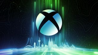 Xbox Gamescom 2023 logo featuring a stylized city skyline in green