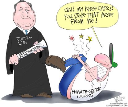Political Cartoon U.S. Supreme Court Union decision Justice Alito