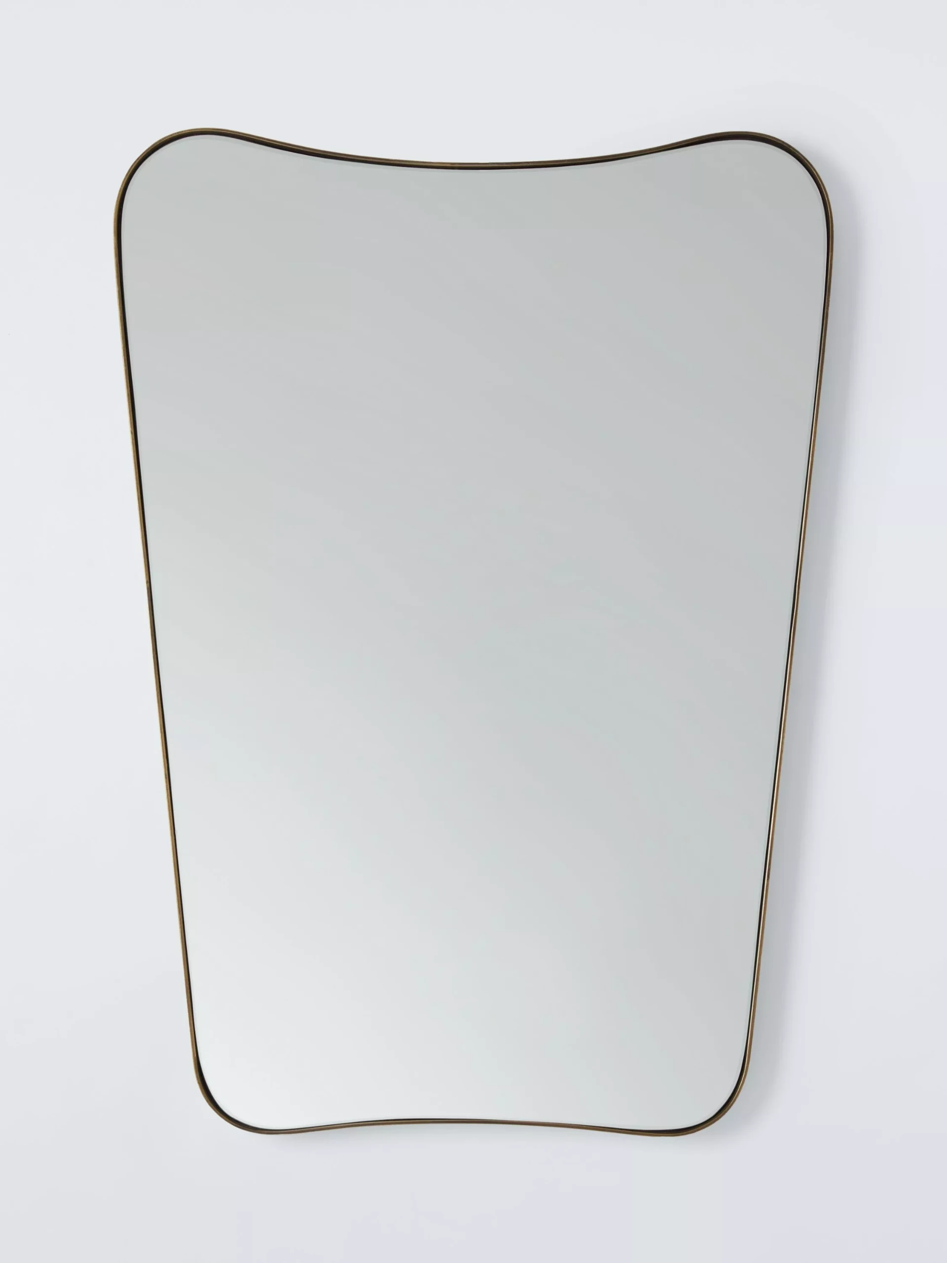 John Lewis Mid-Century Curved Metal Frame Wall Mirror, 70 X 50cm, Antique Brass