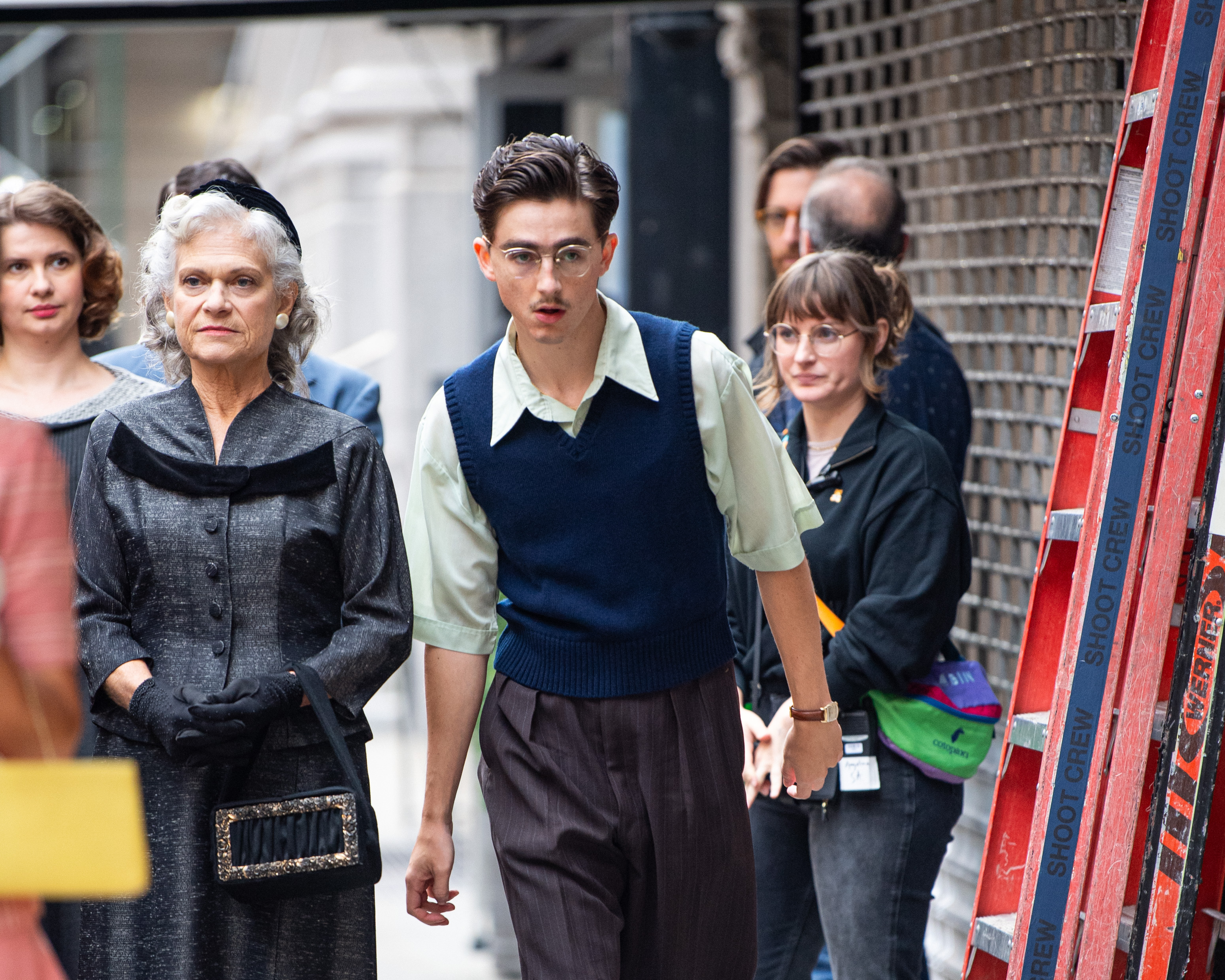 NEW YORK, NY - SEPTEMBER 30: Timoth&amp;eacute;e Chalamet is seen filming on location for "Marty Supreme" on September 30, 2024 in New York City. (Photo by METROPOLIS/Bauer-Griffin/GC Images)