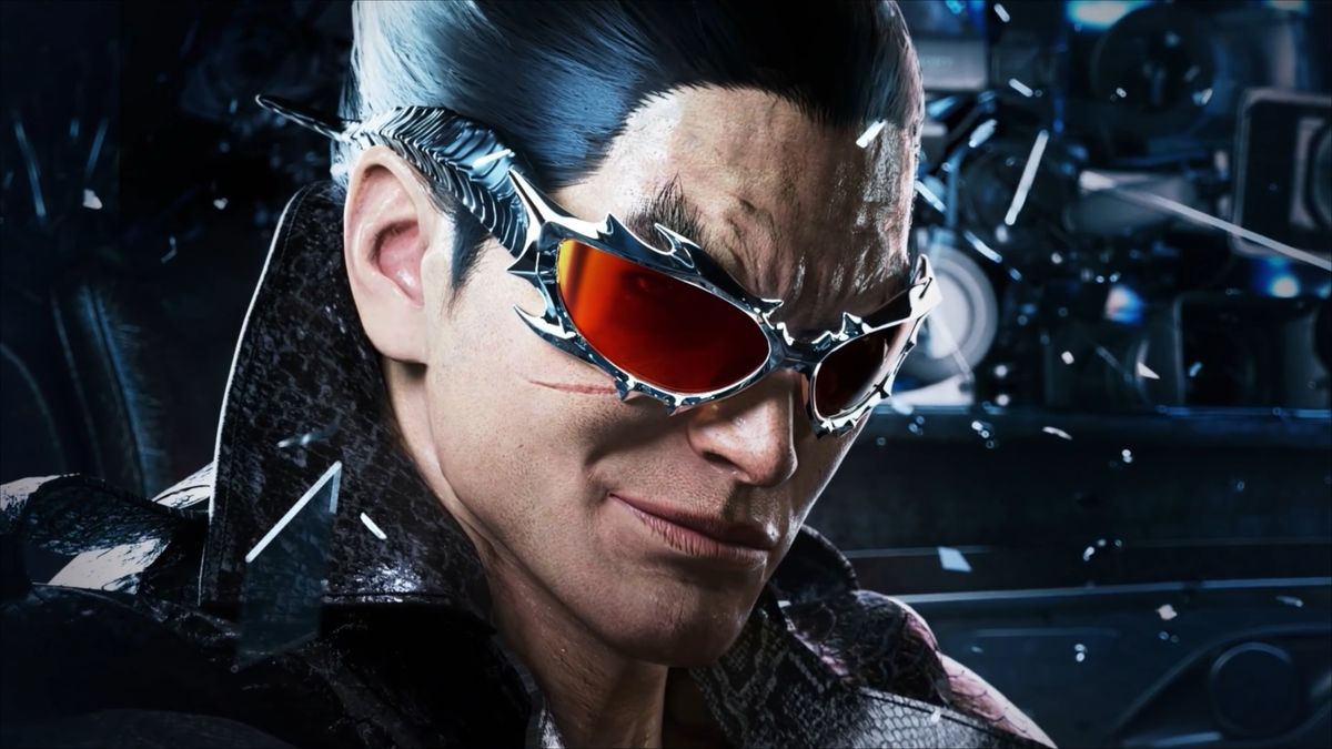 Kazuya Mishima wearing a pair of Gentle Monster x Tekken 8 sunglasses.