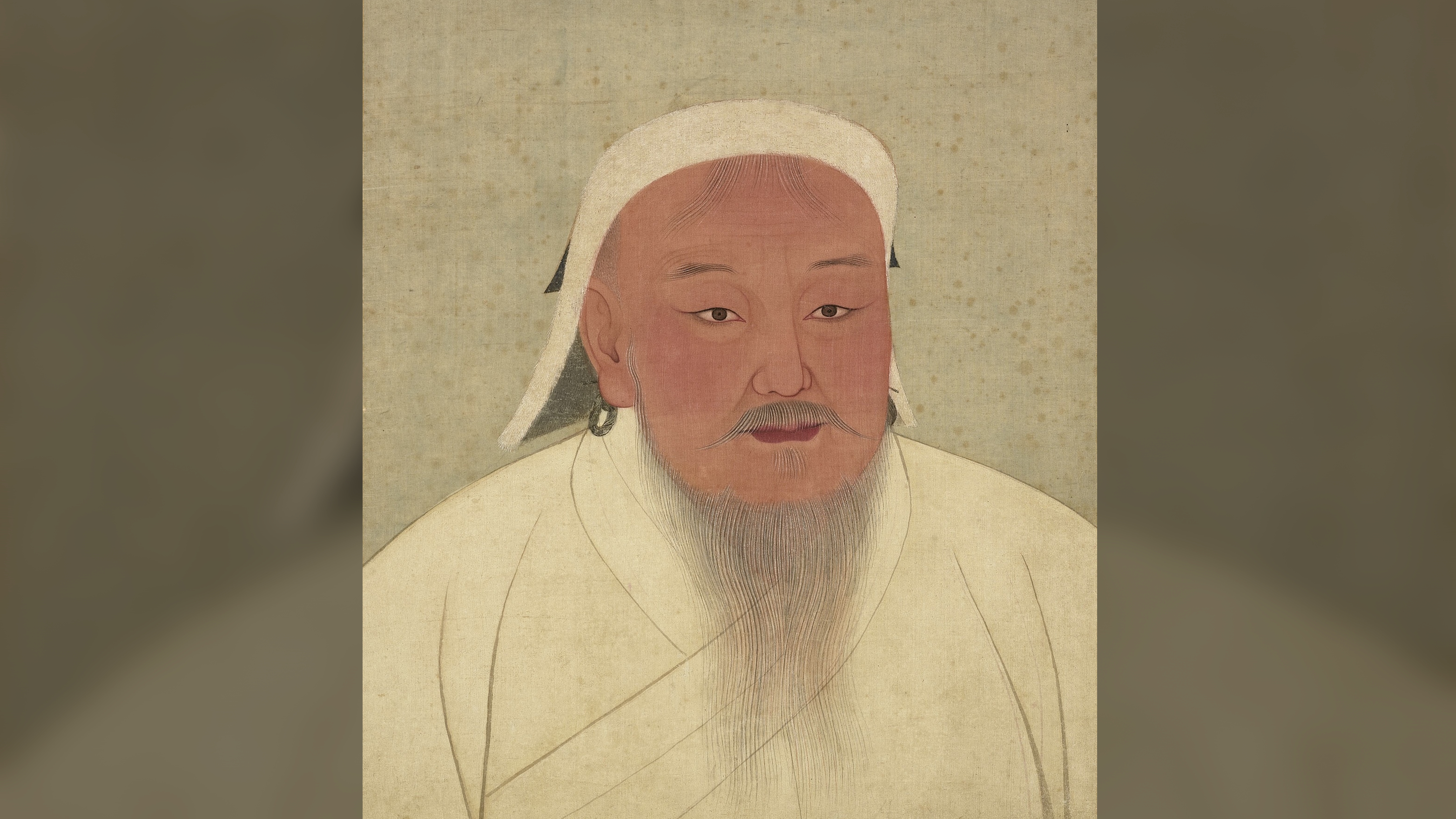 Portrait of Genghis Khan, from an album depicting Mongol emperors, now in National Palace Museum in Taipei.