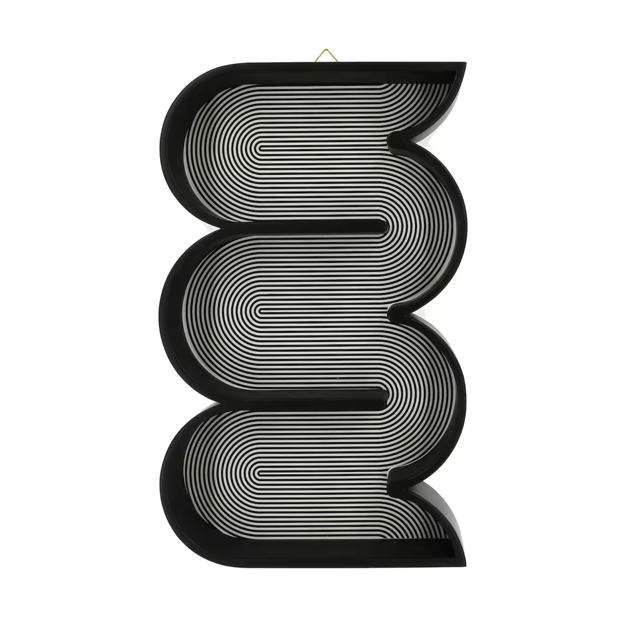 a black and white wall shelf