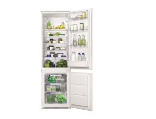 Zanussi ZBB28441SV Integrated Fridge Freezer open displaying food and drinks