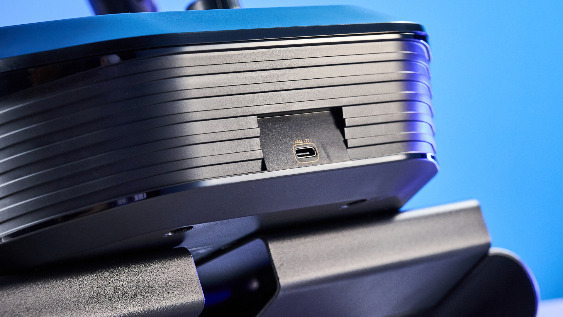 A black Turtle Beach Racer Wireless racing wheel