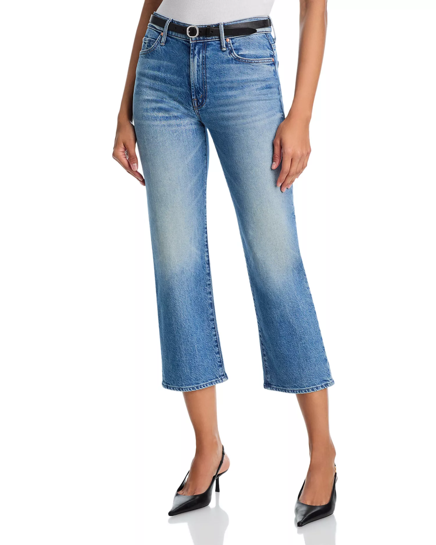 Mother, Lil Kick It High Rise Cropped Flare Jeans in Birds Gone