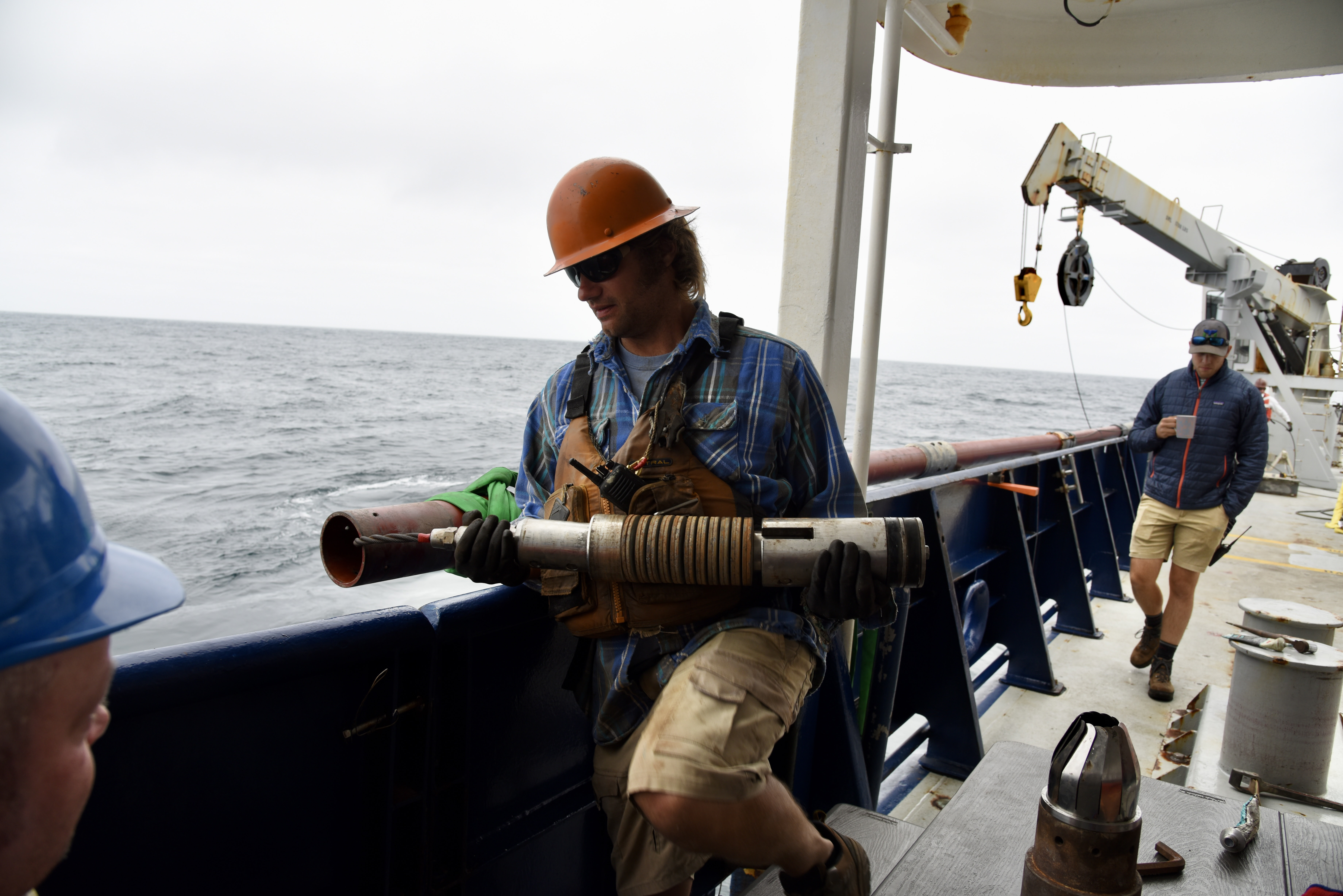 A person on the R/V Roger Revelle in 2022.