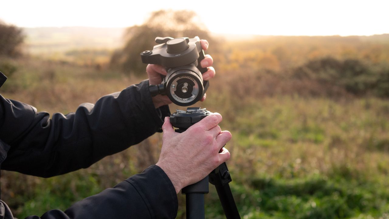 The Manfrotto One hybrid tripod outside